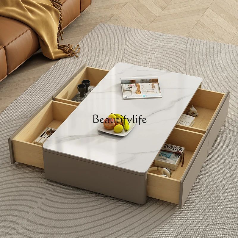 *Mesa de centro de laje de rocha simples e luxuosa e leve