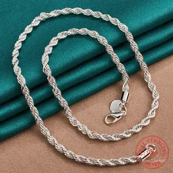 4MM Width!! Real 100% 925 Sterling Silver Men Rope Chain Fashion Unisex Party Wedding Gift Silver 925 Chain Necklace Men Jewelry