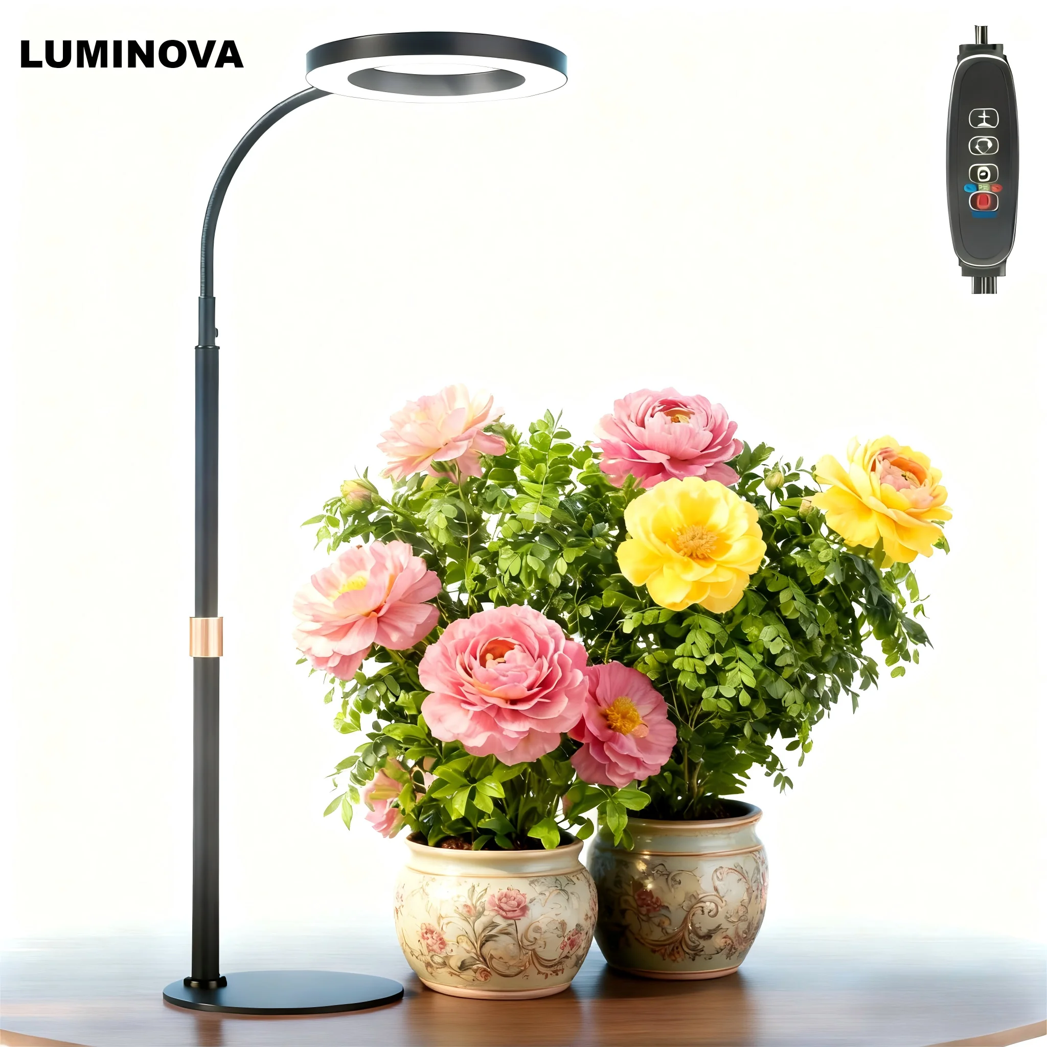 

Светодиодный светильник для выращивания растений для комнатных растений, настольная лампа полного спектра для выращивания растений с автоматическим таймером на пьедестале для 3H/9H/12H с регулируемой яркостью