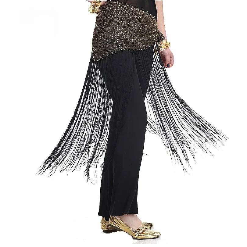 wholesale Tassel Hip Scarf Belly Dance Sexy Hip Scarf long Fringe wrap skirt Sequin Dancing Belts Costumes