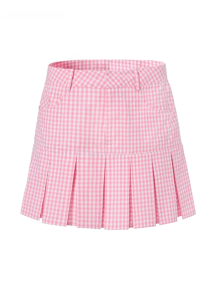 

Юбка-плиссе LEDIM WANG College Sle в розовую клетку, женская, А-силуэт, короткая, весна 2026, новинка, современная мода