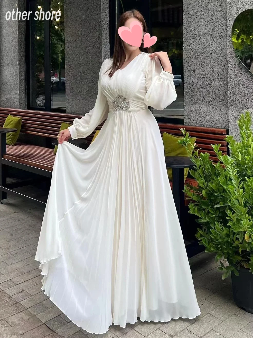 

Other Shore Elegant Vintage Sweet Ivory Beading Ruffle V-Neck A-Line Customize Formal Occasion Prom Dress Evening Party Gowns