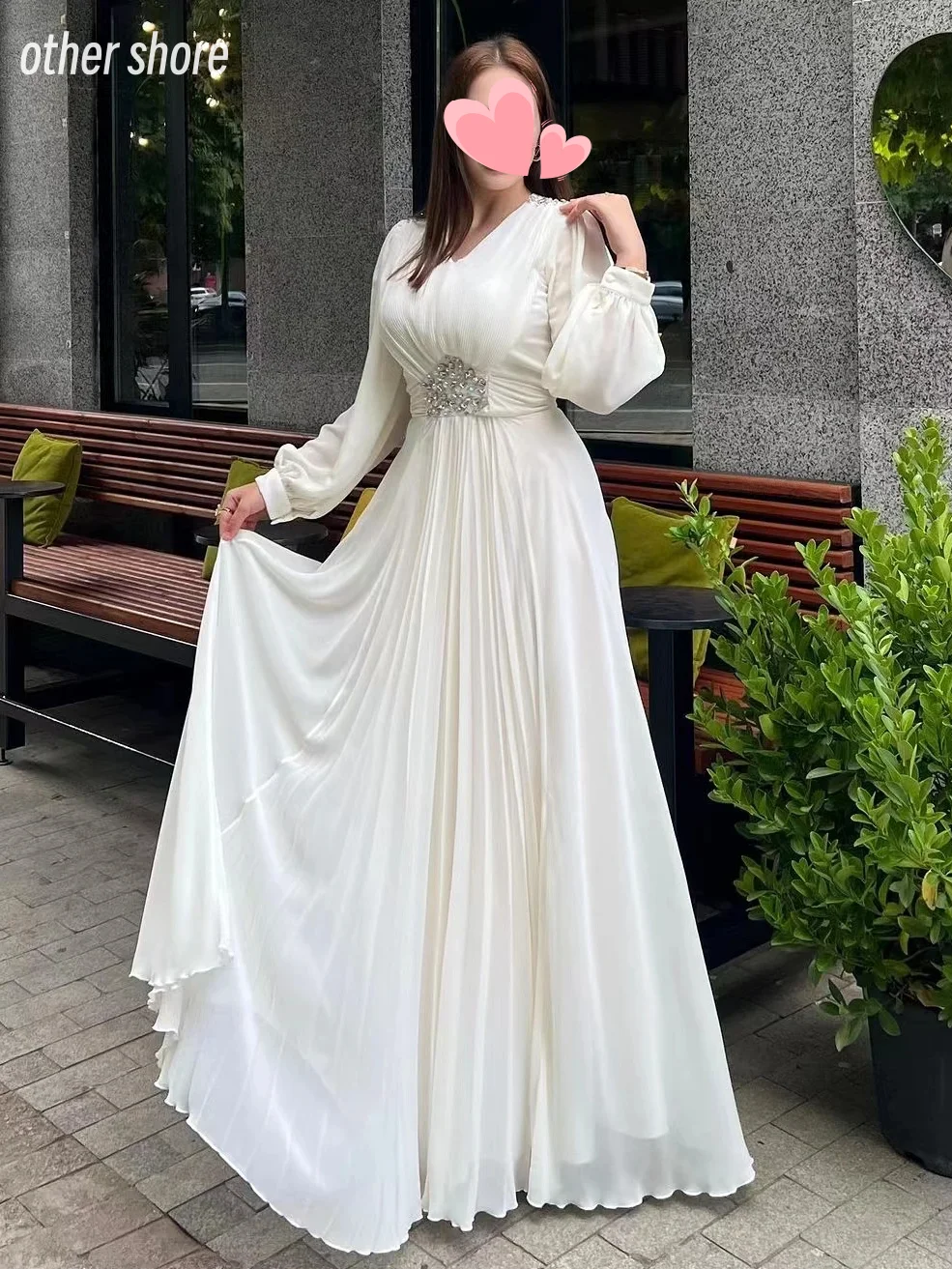 Other Shore Elegant Vintage Sweet Ivory Beading Ruffle V-Neck A-Line Customize Formal Occasion Prom Dress Evening Party Gowns