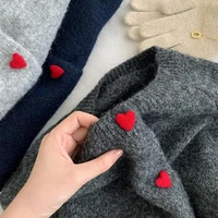 AOSSVIAO 2026 Deep Grey Wool Knitted Cardigan For Women In Autumn Winter Soft And Sticky Warm Love Buckle Shoulder Sleeves - Image 6