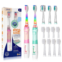 SEAGO Kids Electric Toothbrush with 2 Mins Brushing Timer and 12 Brush Heads LED Light Battery Powerd Toothbrush for 4-12 Years