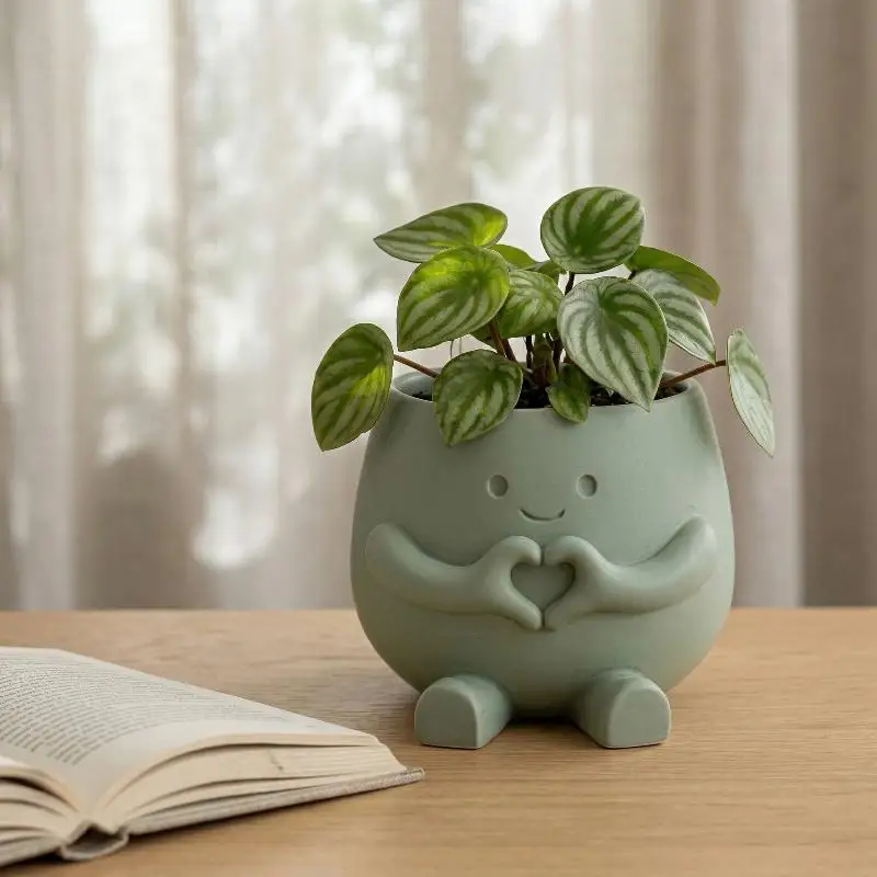 Einzigartiger Sitzender Stuhl mit Gesicht als Blumenvase, Niedlicher Harz-Kopf-Pflanzentopf, Langlebige Sukkulententöpfe für Haus, Garten und Schreibtisch-Dekoration