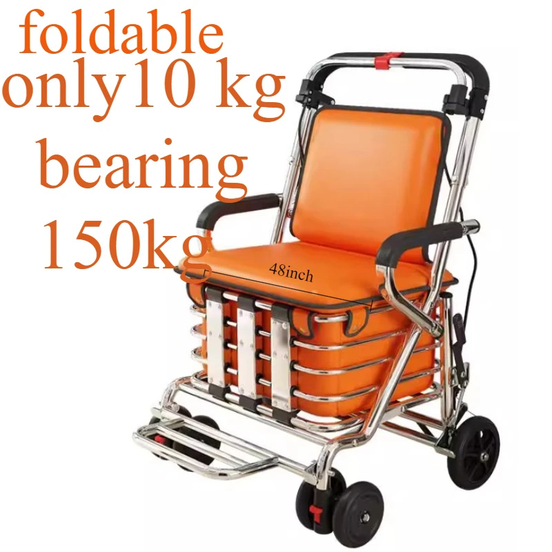 

The elderly scooter can sit and push four-wheel seat folding walker shopping cart outdoor trolley elderly soft chair