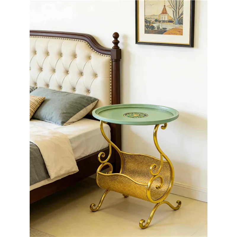 Gold Foil Art Wooden Table Simple Coffee  Balcony Sofa Side  Corner Few Amazon Homestay Afternoon Tea Table Small
