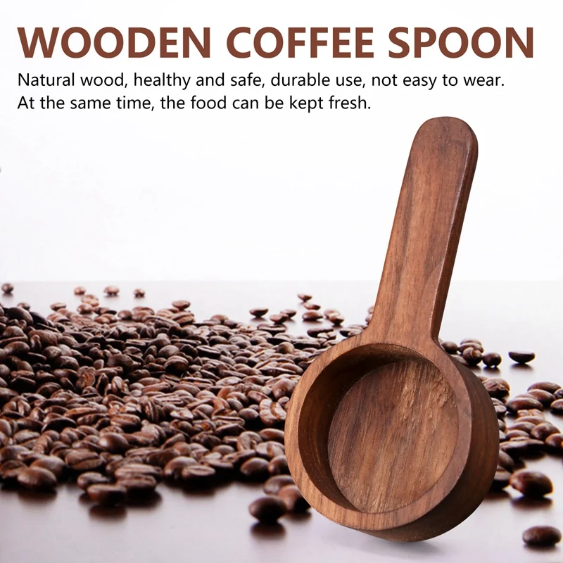 木製測定スプーンセット、キッチン測定スプーン、ティーコーヒースクープ、砂糖測定器、2個
