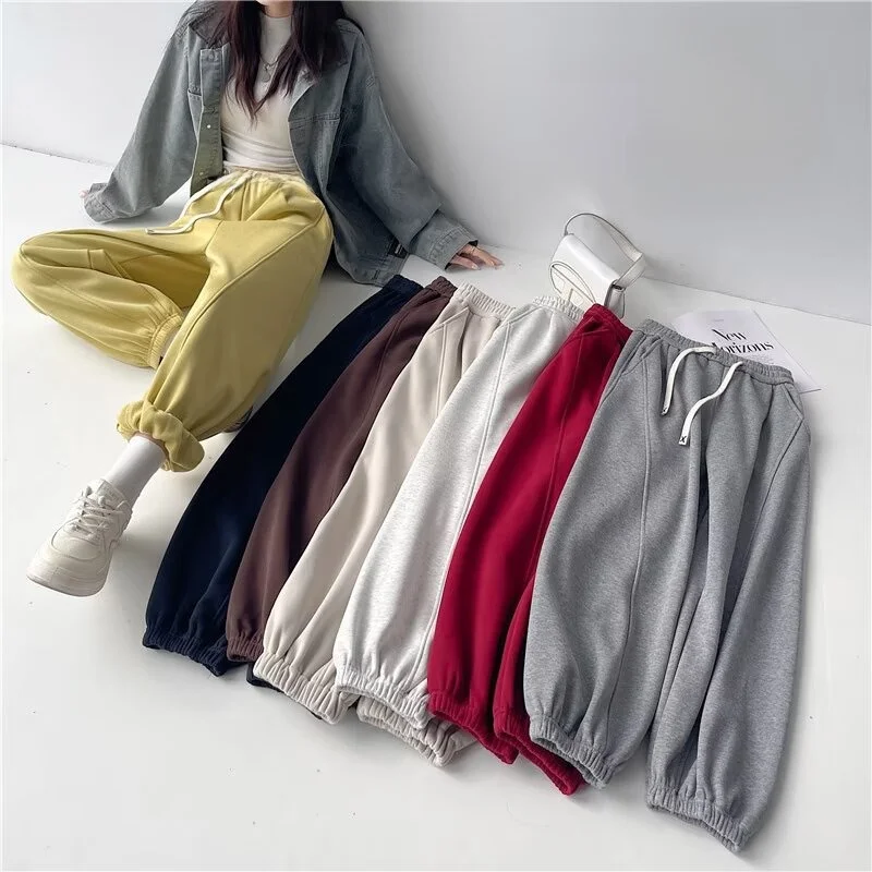 

Женские зимние модные брюки с высокой талией, утепленные флисом, свободного кроя, повседневные, универсальные, для пар