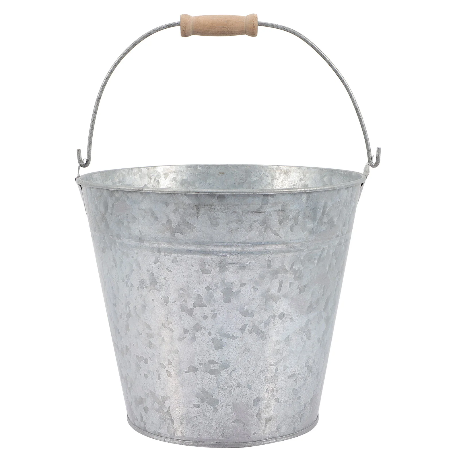 Stainless Steel Bucket Rustic Decor Metal Tub Wood Buckets with Handles Dried Flower Vase Vases for Arrangement