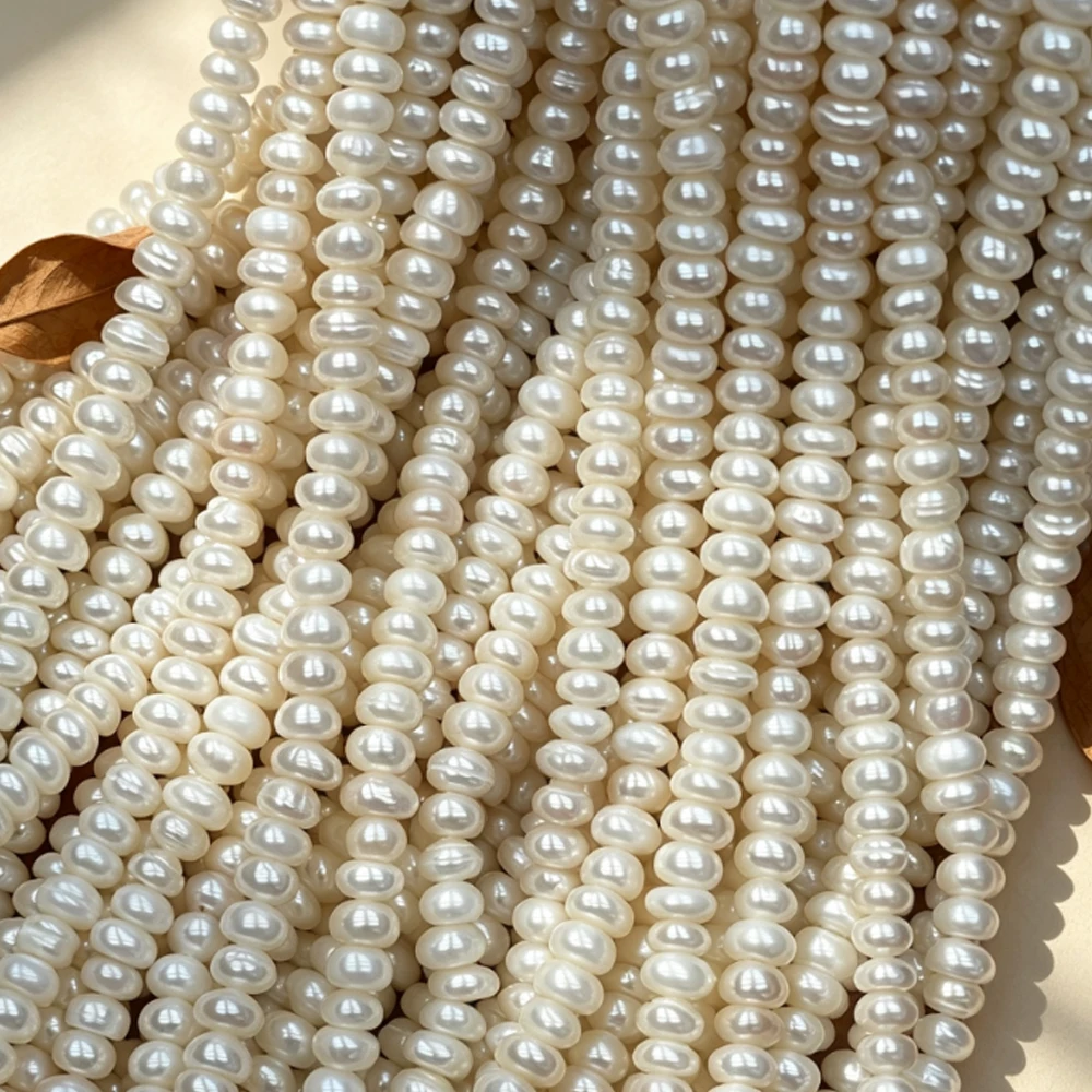 AA 4–5mm Natural Pearls Flat Beads 36cm Bread-shaped Strand Beads for Jewelry Making DIY Necklaces Bracelets and Accessories