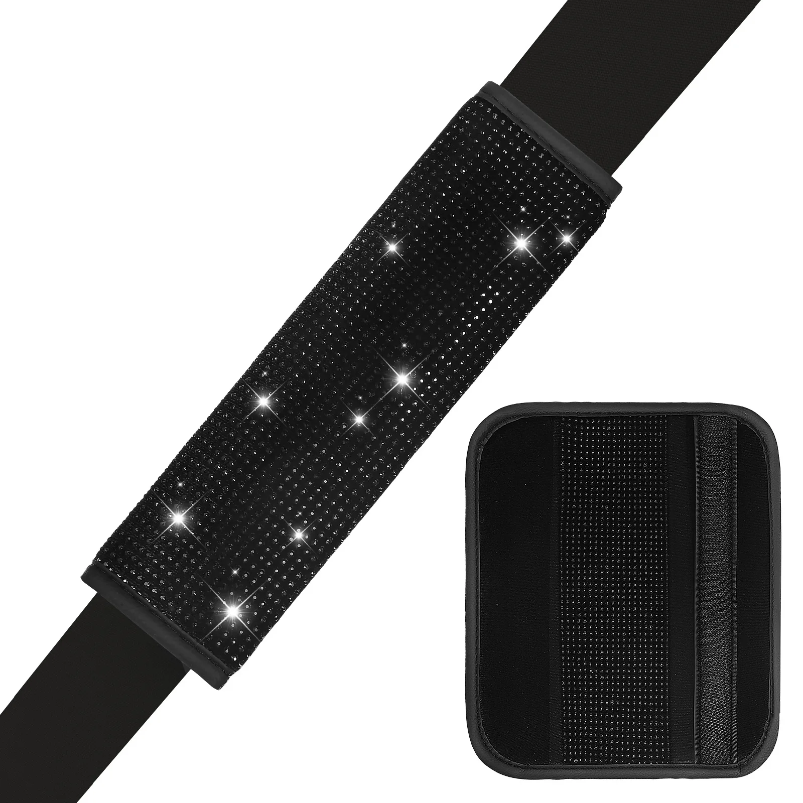 

2 pcs SeatBeltCovers BlingRhinestones ProtectivePadding CarAccessories ShoulderPads KidsTravel Adults
