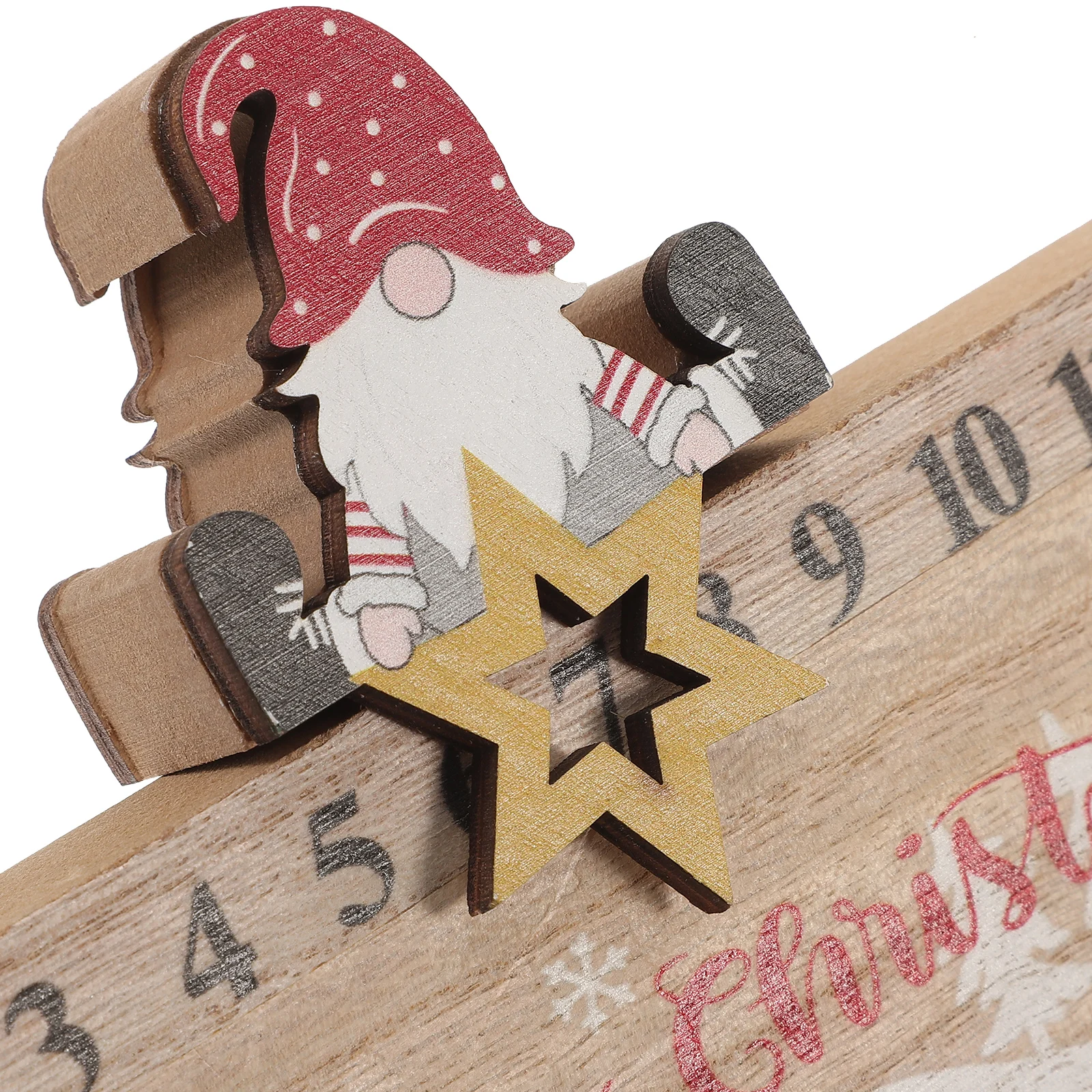 

Wooden Christmas Countdown Calendar nament Advent Desktop Decor Crafts Santa Claus Smooth Wood Holiday Home Accent