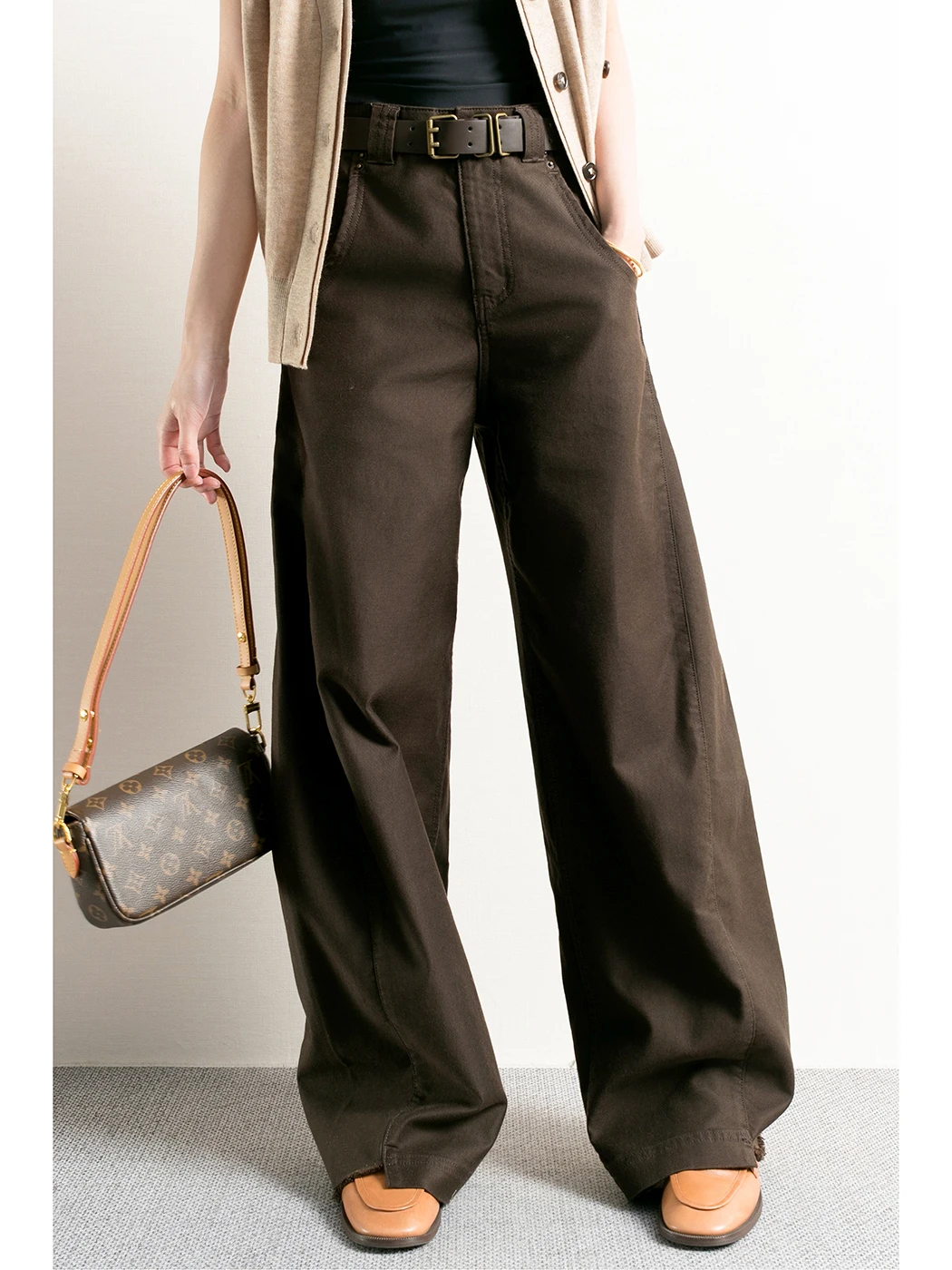 

Джинсы женские TidePA Chic с высокой талией, прямые, длинные, до пола, из карамельного денима, осенняя коллекция 2025, повседневная коллекция Mid-Year