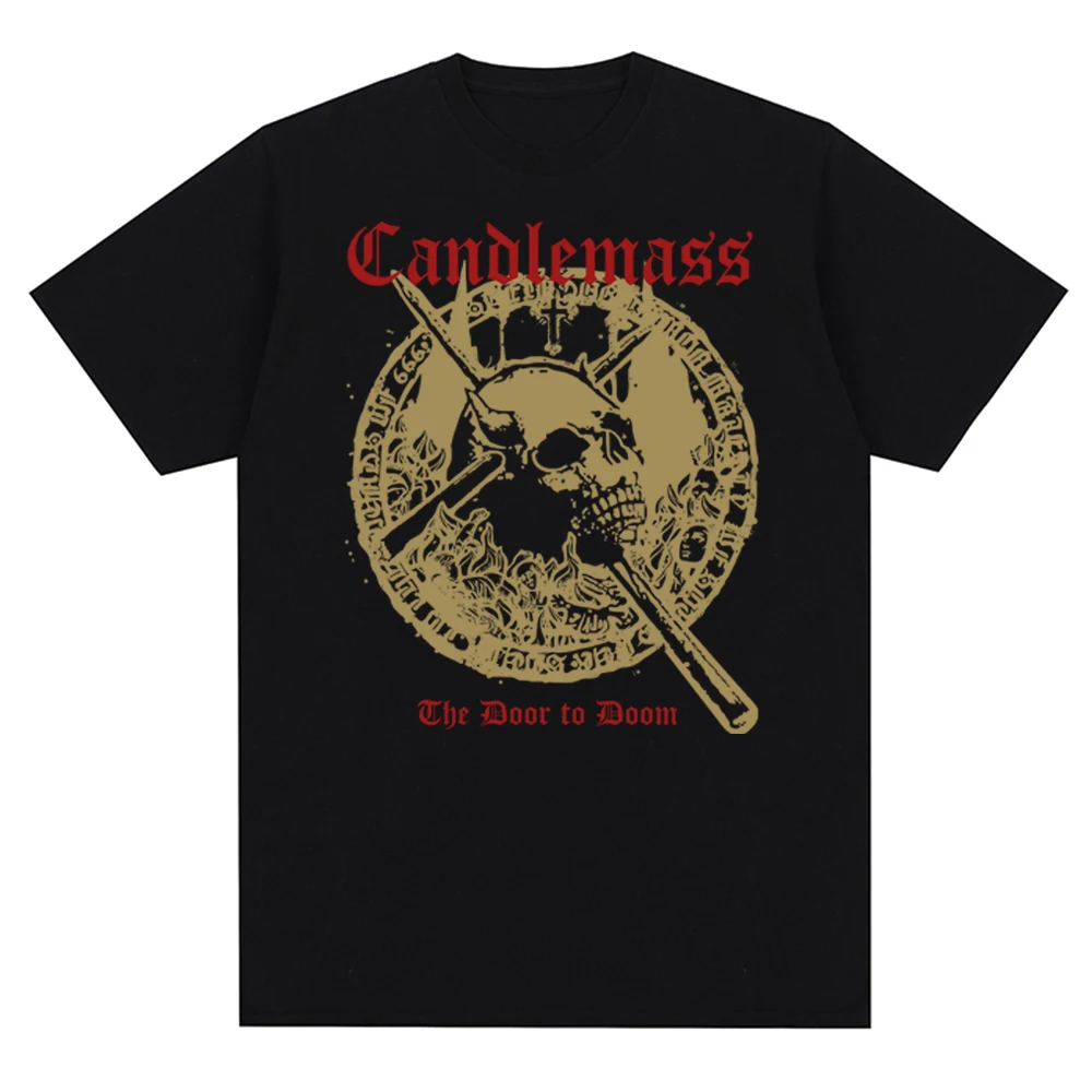 Men T Shirt Candlemass Band Printed Graphic Short Sleeved Tees Fashion Cotton Casual O-Neck Summer Clothing Harajuku Daily Wear