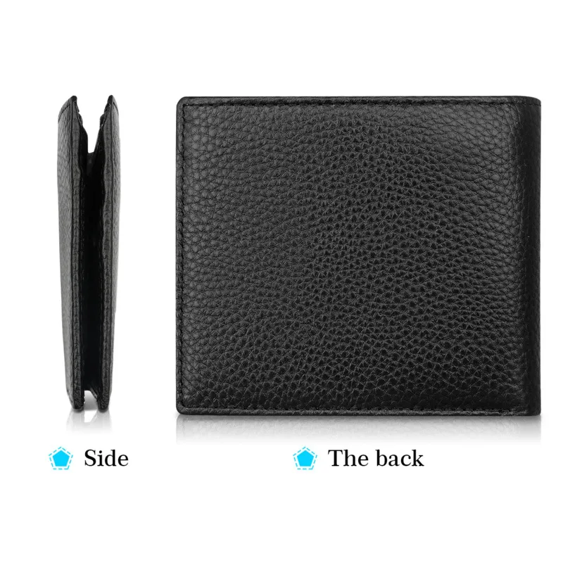 Custom Letters Business Men Bifold Wallet RFID Blocking Genuine Leather Card Holder With ID Window Zipper Coin Purse Money Clip