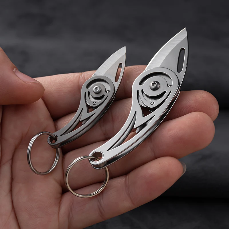 Mini EDC Titanium Alloy Knife - Stainless Steel Folding Sharp Cutting Tool - Keychain Pendant Accessory - Packing Tool for Gifts