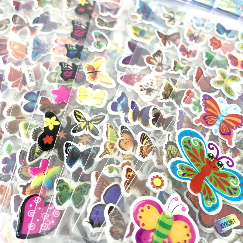 12 Sheets DIY 3D Butterfly Style Bubble Foam Stickers Home Decor for Kids Girl Cartoon Scrapbook Kawaii Sticker Toy Gift