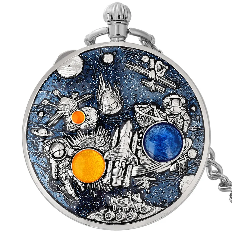 

Novel Planet Space Astronauts Design Watch with Song Playing Music Men Women Manual Quartz Musical Pocket Watches Pendant Chain