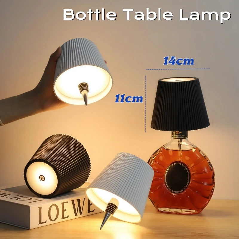 RGB Wireless LED Wine Bottle Lamp USB Rechargeable Dimmable Table Lamp With Touch Sensor Switch Bedroom Wedding Decor Desk Light