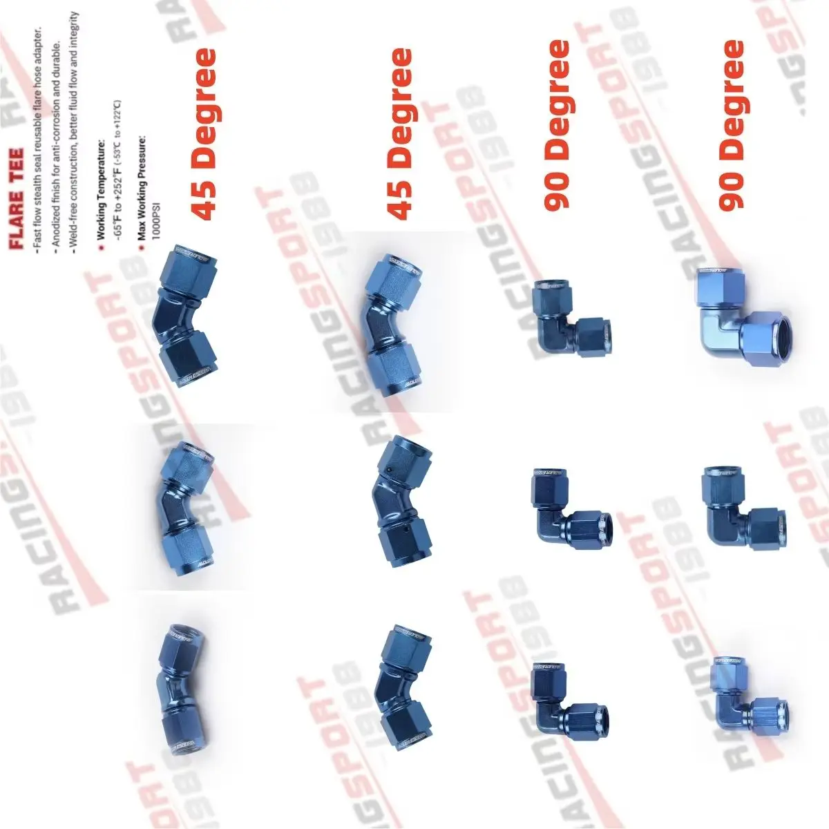 

45/90Deg Swivel Elbow Hose Fittings AN4 AN6 AN8 AN10 Female Thread To Hose End Pipe Adapters for Braided Line Fuel Line Adaptor