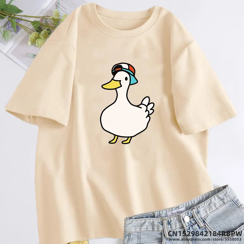 Subaru\'s Dancing Duck Hololive T Shirt Feminin O Neck T Shirts for Women Women Cotton Short Sleeve Tee Shirt Aesthetic Clothing