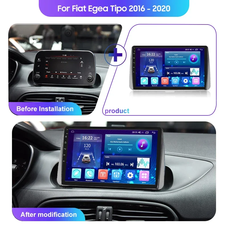 Car Radio Multimedia for Fiat Tipo Egea 2016 2017 2018 2019 2020 Video Player GPS Navigation Stereo Carplay Android  Autoradio