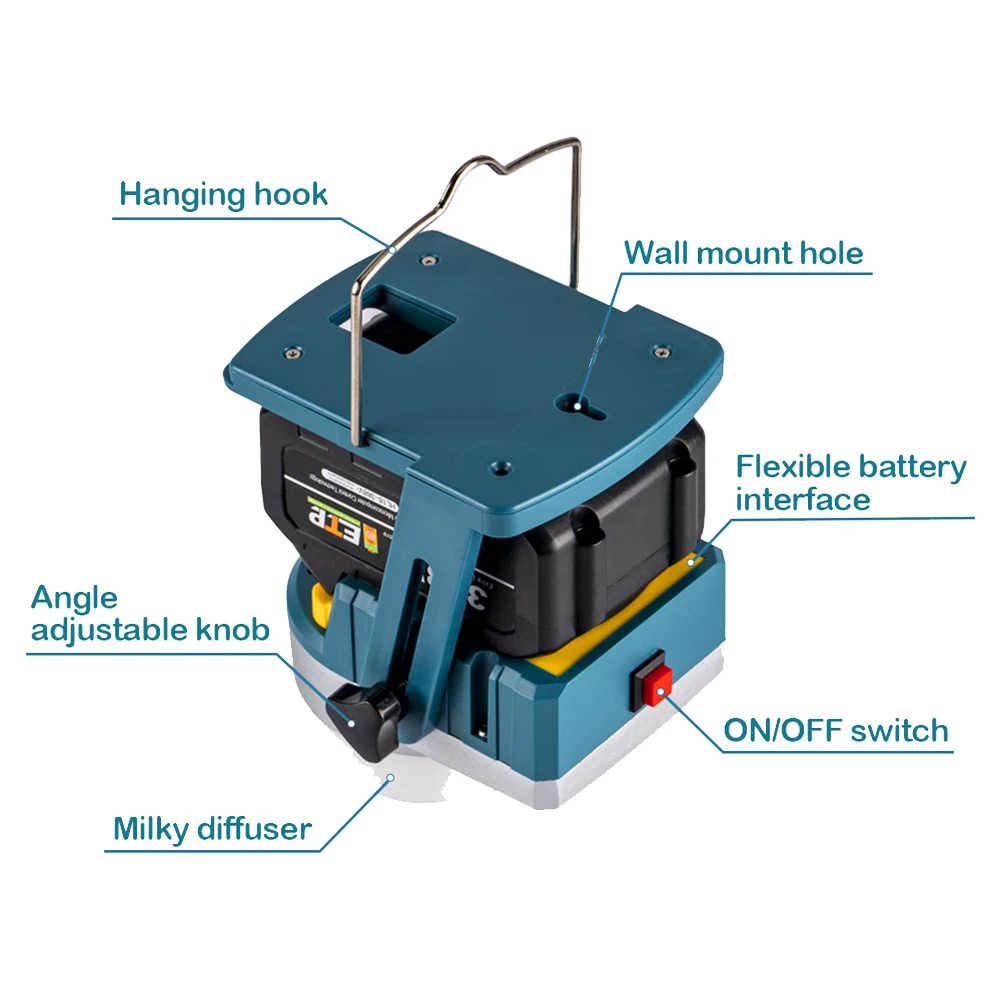 

PA-18V Worklight for 18V Li-Ion Battery BL1820 BL1840 BL1850 BL1860 BL1860B LED Spotlight Camping Outdoor