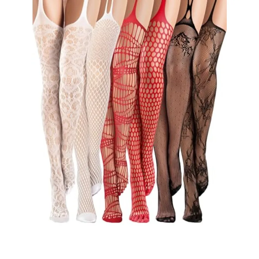 

Geyoga 6 Pairs Women Fishnet Thigh High Stockings Suspender Pantyhose Lingerie Garter Belts Tights for Women Girl