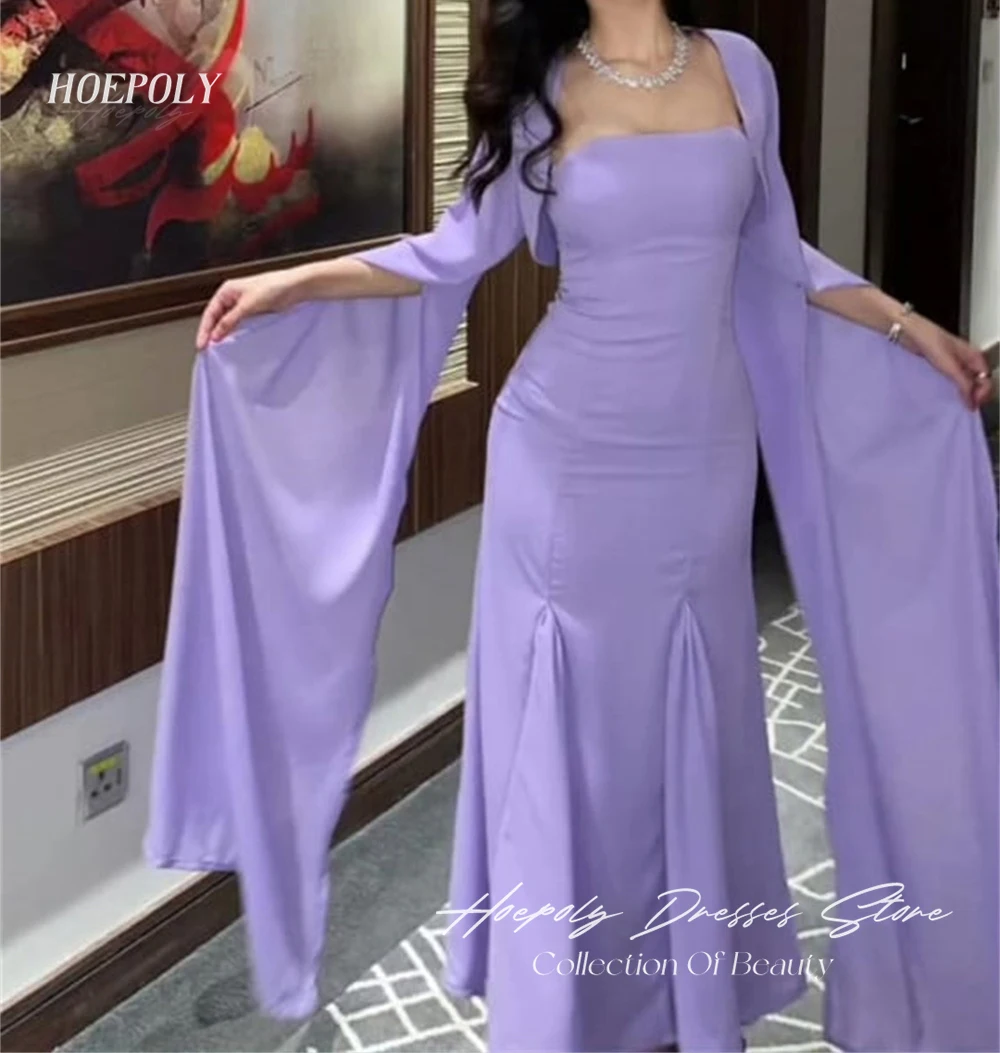 Hoepoly Elegant Square Neck Formal Evening Dress For Woman Summer Style Fashion Simple Classy Party Long Prom Gown New In 2023