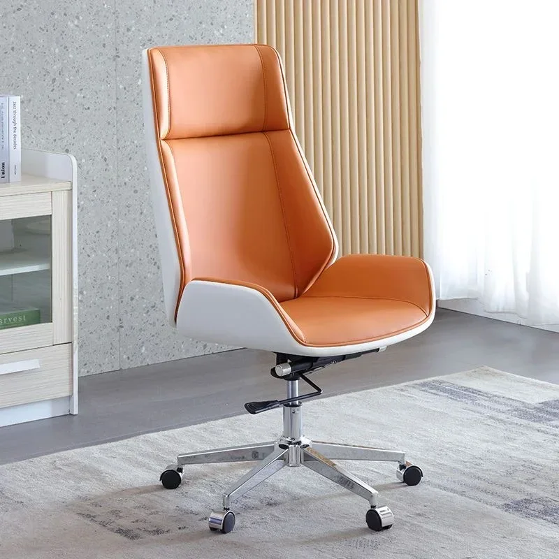 High Back Bentwood Swivel Office Chair, Micro Ergonomic Leather Conference Task Armchair, Home Furniture