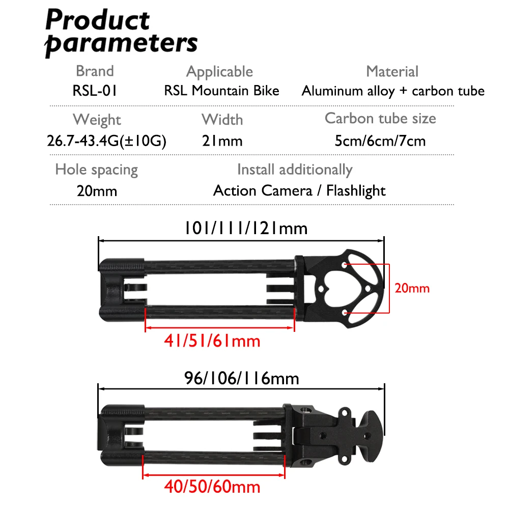 ODINZEUS For TREK BONTRAGER RSL MTB Handlebar Computer Mount, Carbon Fiber Mount, Compatible with Garmin, Wahoo, Bryton，Go Pro
