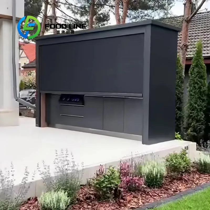 New Arrival Custom Waterproof Stainless Steel Outdoor Kitchen With BBQ Grill And Shelter For Dubai Garden Backyard Parties
