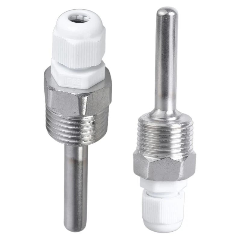 

652F Pack Of 2 Temperature Sensors Immersions Sleeves 8x50mm Stainless Steel Threaded For Precise Monitoring Easy to Install
