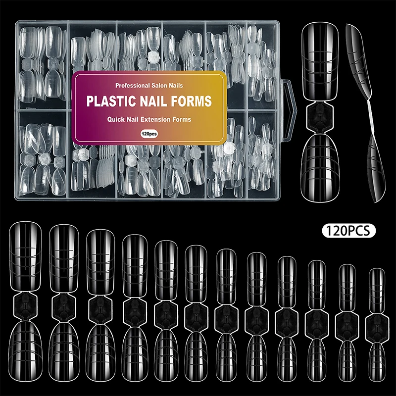 120 stks/doos 2 In 1 Nagel Formulieren Schimmel Gebouw Herbruikbare Nagelverlenging Formulieren Voor Builder Gel Druk Op Nagels Ontwerp Salon DIY Gereedschap