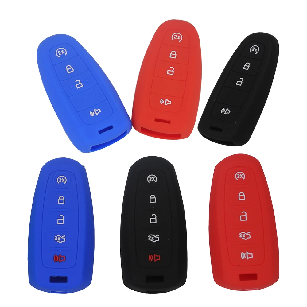 Jingyuqin Fernbedienungs-Silikon-Schlüsselhülle für Ford Edge Smart Key, 4/5 Tasten