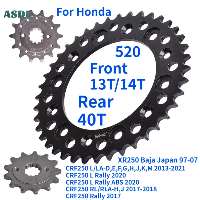 

520 13T 14T Motorcycle Front Rear Sprocket Gear Wheel For Honda CRF250 CRF 250 L/LA CRF250L Rally 2013-2021 XR250 Baja Japan