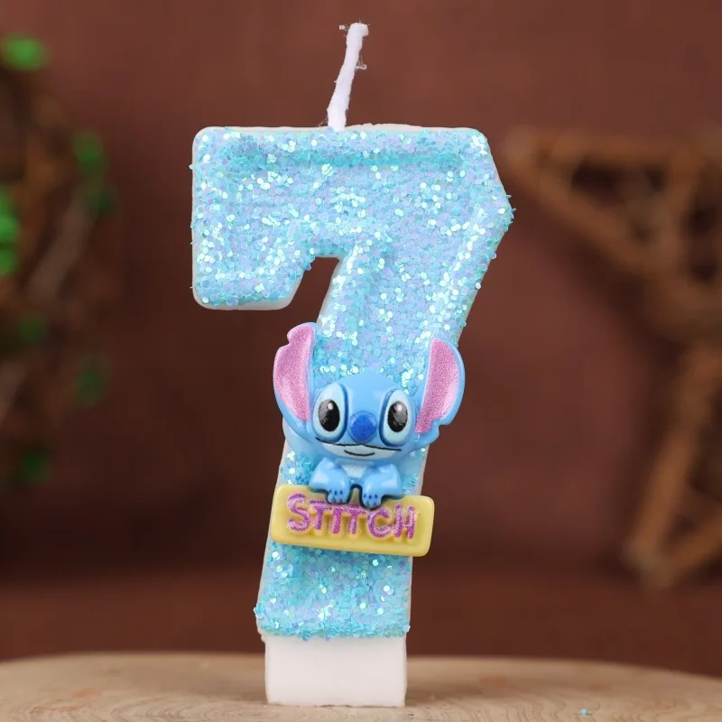 Niebieskie Numery 0-9 Anime Lilo & Stitch Cyfrowe Świeczki Kawaii Stitch Aniołek Uczniowski Tematyczne Świeczki na Imprezę Prezenty dla Dorosłych