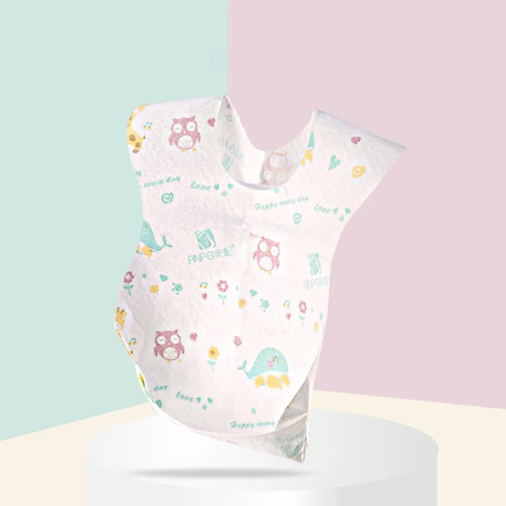 20 Pcs Disposable Bib Baby Bibs Toddler Dining Pocket Feeding Non-woven Fabric Supply Infant Catcher