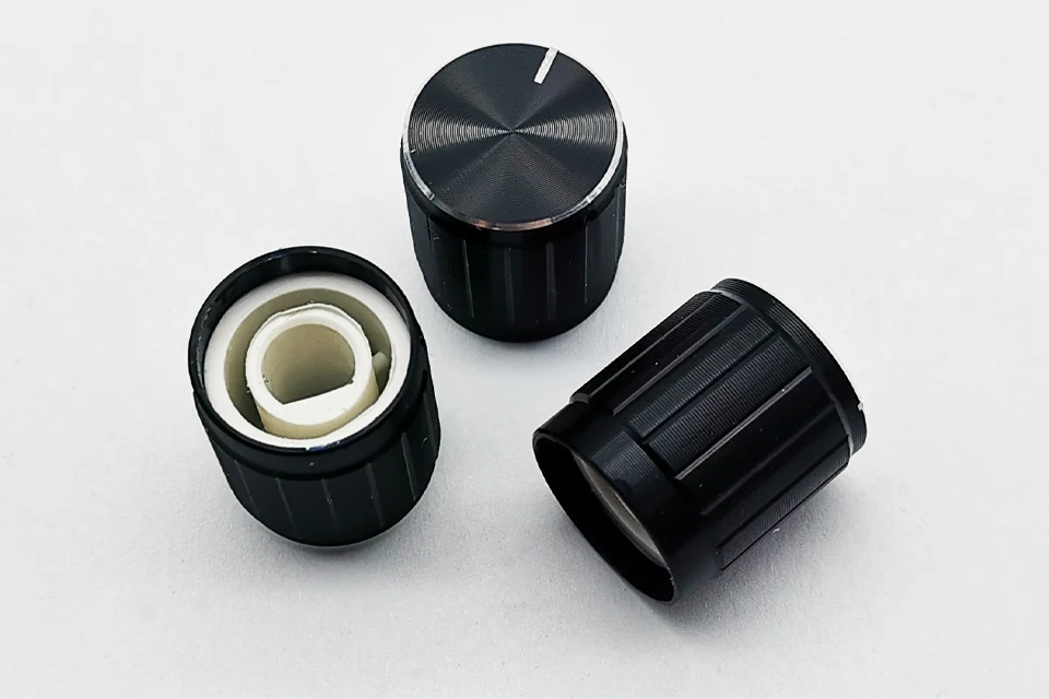 5 шт., крышка потенциометра 15*16,5 мм, черная яркая кромка, полуотверстие вала, D-образная ручка из алюминиевого сплава