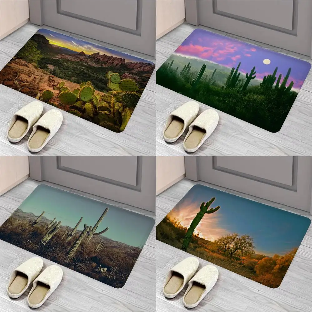 Flower Cactus Plant Floor Mat Entrance Door Mat Nordic Style Home Doormat Bathroom-Toilet Mats Bedroom Hotel Decor Mat