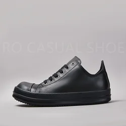 Ricks Genious FulBlack Leather Low Top Owens Quality Men Shoe Women Sneaker Casual Lace Up Zipper Owens Design boots & Shoes