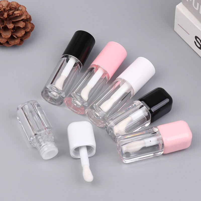 6ML Empty Transparent Lip Gloss Tubes Big Brush Plastic Lip Balm Tube Lipstick Mini Sample Cosmetic Container Sample Bottle