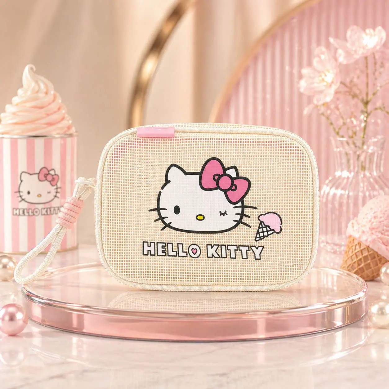 Sanrio Hello Kitty My Melody Kuromi PVC Mesh Cosmetiktas, Draagbare Handtas voor Make-up, Reistoilettas Organizer Opbergtas