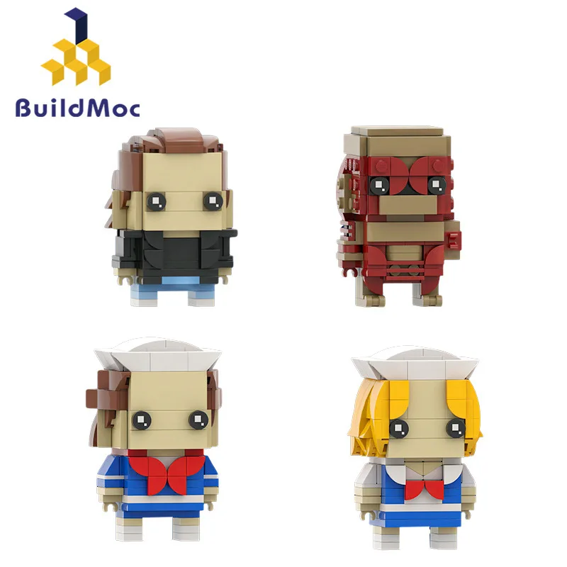 

4 in 1 Dolls Anime Brickheadz Building Blocks Set Strangers Things Bricks Toys For Children Kid Halloween Birthday Gift