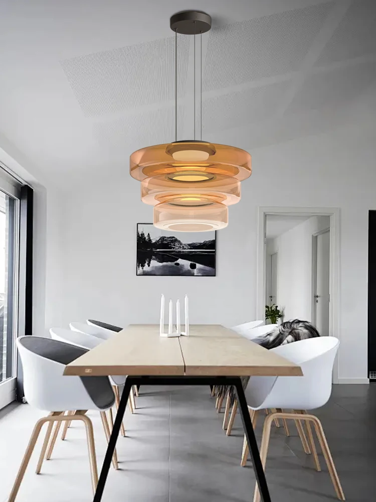 Glass Plate Ceiling Pendant Lights Customized Led Light Fixture