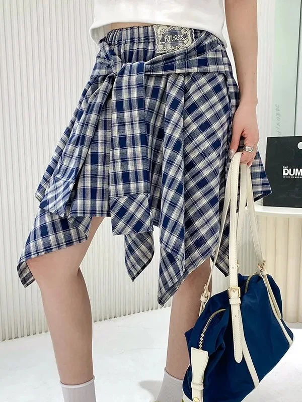 

Необычная красная клетчатая юбка f-длины с высокой талией Street Sle Юбка-миди из смеси хлопка из полиэстера