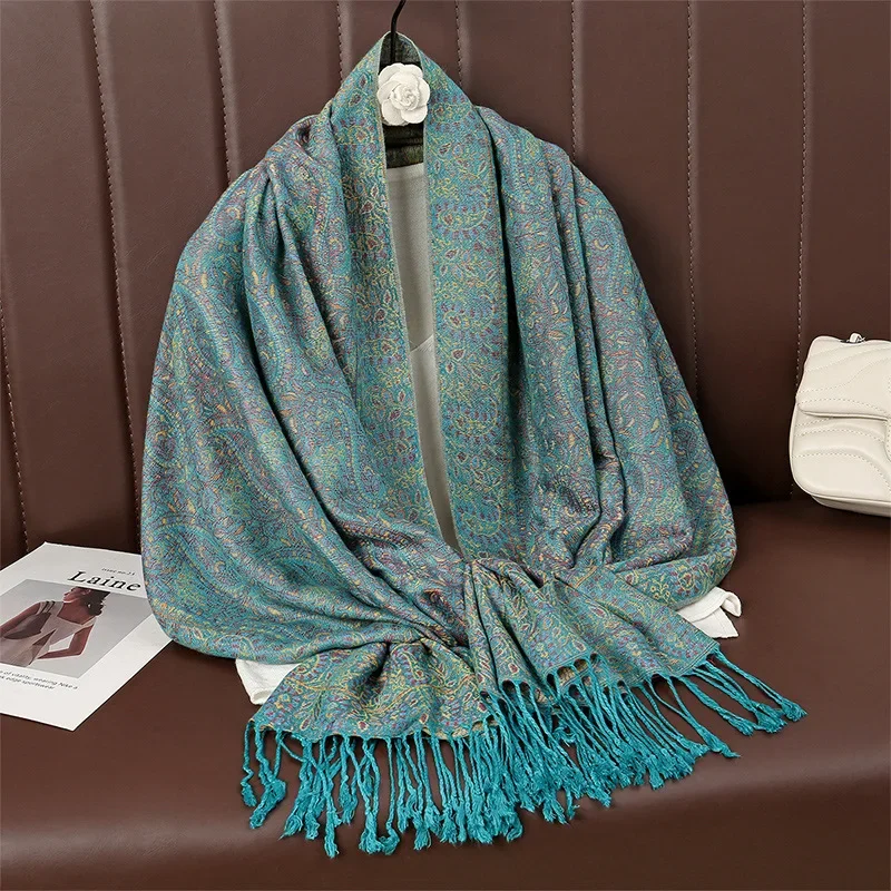 Luxury Brand Autumn Cashmere Pashmina Shawl Lady Wrap Warm Winter Scarves Design Print Female Cotton Stoles Scarf 2024