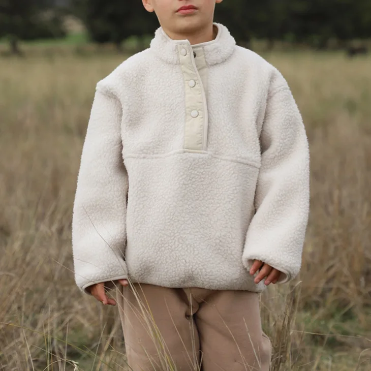 

2024 Winter Solid Color Fleece Warm Hoodie for Boys New Standing Collar Long Sleeved Top Loose Casual Pullove